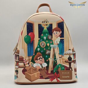 Loungefly Disney Pixar Up Carl & Ellie Christmas Tree Brown Mini Backpack Bag